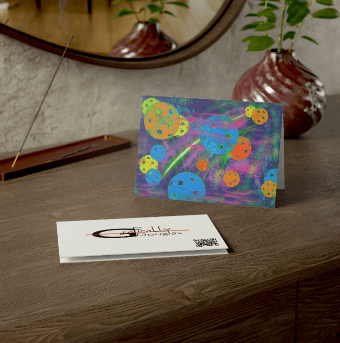 Pickle Ball Galaxy greeting card by Stephen Douglas