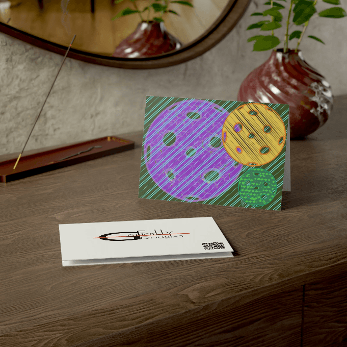 Striped Balls greeting card by Stephen Douglas
